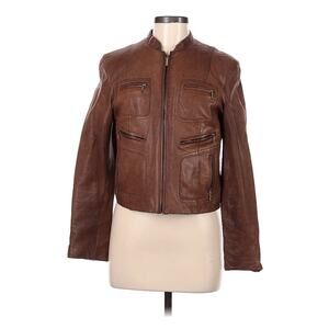 Kenneth Cole Brown Soft Moto Leather Jacket Equestrian Western Medium